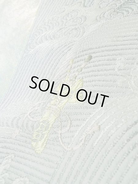 画像9: L0928W 袋帯 女性用着物 シルク(正絹) 淡い 薄い 青緑色 波 薄い【中古】 【USED】 【リサイクル】 ★★★★☆ (9)