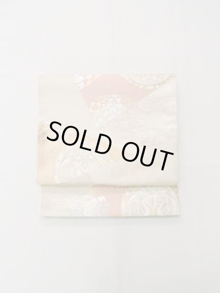 画像2: L0928X 袋帯 女性用着物 シルク（正絹）   オフ　ホワイト 唐花 【中古】 【USED】 【リサイクル】 ★★★★☆ (2)