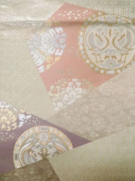 画像4: L0928X 袋帯 女性用着物 シルク(正絹)   オフ ホワイト 唐花 【中古】 【USED】 【リサイクル】 ★★★★☆ (4)