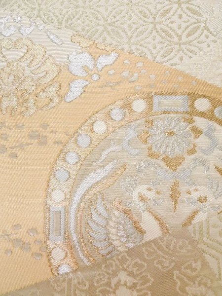 画像6: L0928X 袋帯 女性用着物 シルク(正絹)   オフ ホワイト 唐花 【中古】 【USED】 【リサイクル】 ★★★★☆ (6)