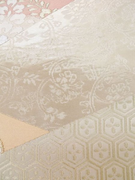 画像7: L0928X 袋帯 女性用着物 シルク(正絹)   オフ ホワイト 唐花 【中古】 【USED】 【リサイクル】 ★★★★☆ (7)