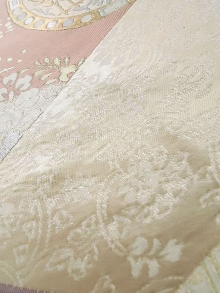 画像11: L0928X 袋帯 女性用着物 シルク(正絹)   オフ ホワイト 唐花 【中古】 【USED】 【リサイクル】 ★★★★☆ (11)