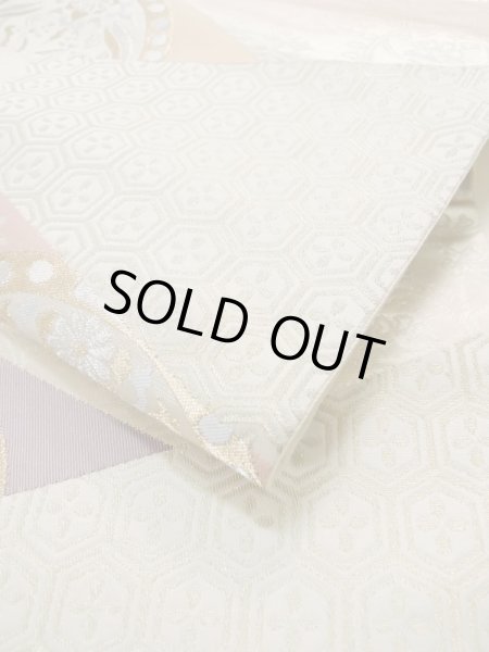 画像13: L0928X 袋帯 女性用着物 シルク（正絹）   オフ　ホワイト 唐花 【中古】 【USED】 【リサイクル】 ★★★★☆ (13)