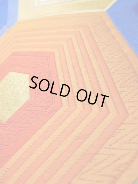 画像8: L0928Y 袋帯 女性用着物 シルク(正絹)   青 亀甲 【中古】 【USED】 【リサイクル】 ★★★☆☆ (8)