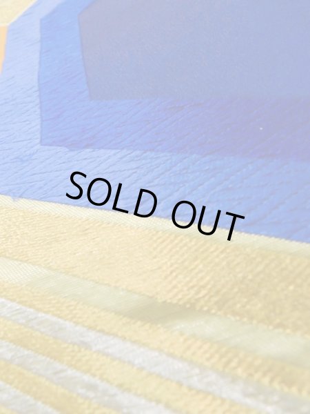 画像9: L0928Y 袋帯 女性用着物 シルク(正絹)   青 亀甲 【中古】 【USED】 【リサイクル】 ★★★☆☆ (9)