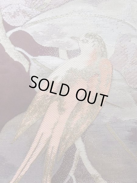 画像5: L0928Z 袋帯 女性用着物 シルク（正絹） 深い 茶色み 紫色 椿 【中古】 【USED】 【リサイクル】 ★★★★☆ (5)