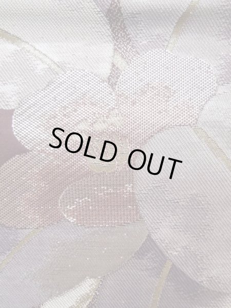 画像7: L0928Z 袋帯 女性用着物 シルク（正絹） 深い 茶色み 紫色 椿 【中古】 【USED】 【リサイクル】 ★★★★☆ (7)