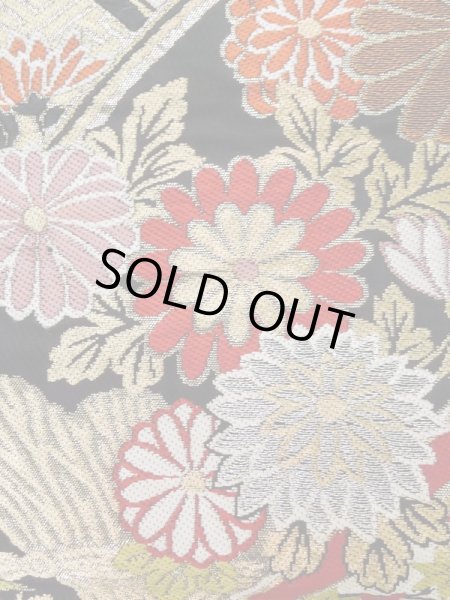 画像6: L0929D 袋帯 女性用着物 シルク（正絹）   黒 菊 【中古】 【USED】 【リサイクル】 ★★☆☆☆ (6)