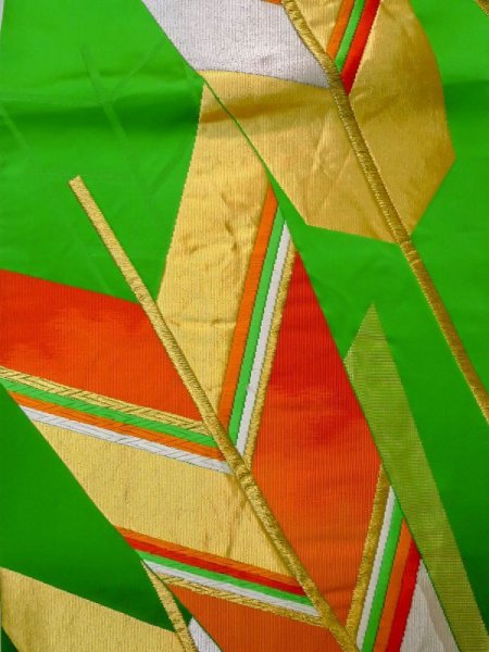 画像3: L1005F 袋帯 女性用着物 シルク(正絹)   緑色  【中古】 【USED】 【リサイクル】 ★★★☆☆ (3)