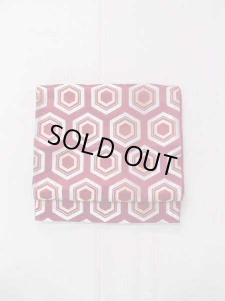 画像2: L1005H 袋帯 女性用着物 シルク(正絹)   えんじ 亀甲 【中古】 【USED】 【リサイクル】 ★★★★☆ (2)