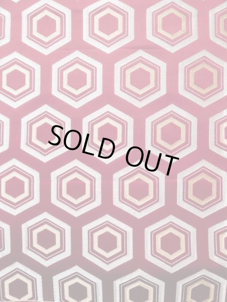 画像3: L1005H 袋帯 女性用着物 シルク(正絹)   えんじ 亀甲 【中古】 【USED】 【リサイクル】 ★★★★☆ (3)