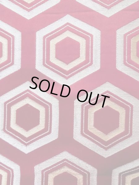 画像5: L1005H 袋帯 女性用着物 シルク(正絹)   えんじ 亀甲 【中古】 【USED】 【リサイクル】 ★★★★☆ (5)