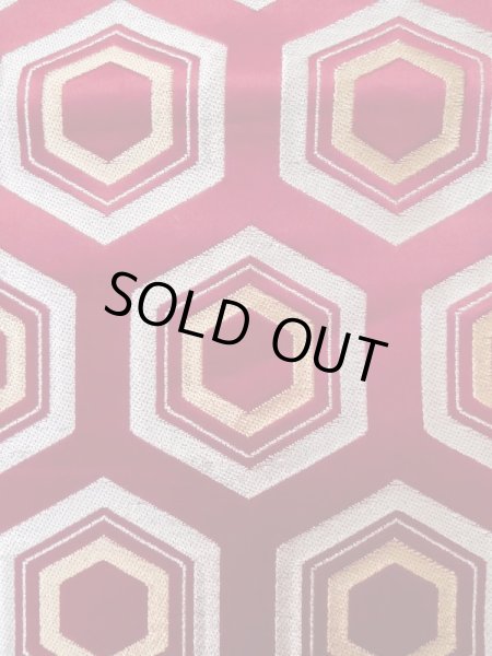 画像6: L1005H 袋帯 女性用着物 シルク(正絹)   えんじ 亀甲 【中古】 【USED】 【リサイクル】 ★★★★☆ (6)