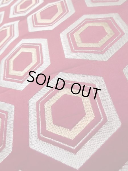 画像7: L1005H 袋帯 女性用着物 シルク(正絹)   えんじ 亀甲 【中古】 【USED】 【リサイクル】 ★★★★☆ (7)