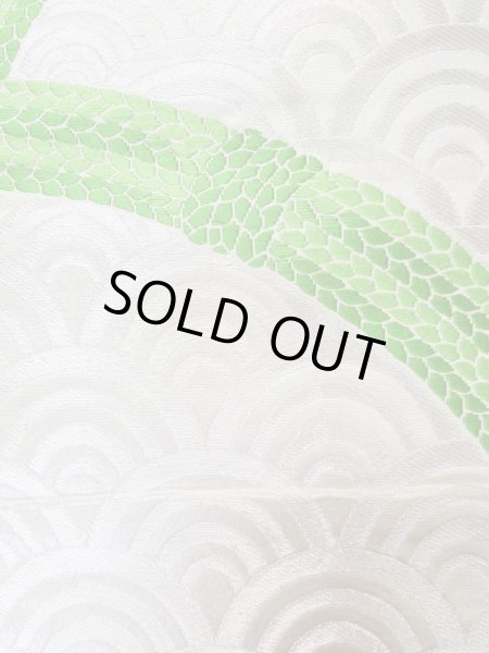 画像7: L1005I 袋帯 女性用着物 シルク（正絹）  光沢のある 銀色 青海波 【中古】 【USED】 【リサイクル】 ★★★☆☆ (7)