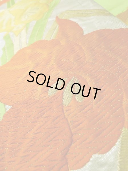 画像8: L1005J 袋帯 女性用着物 シルク（正絹）   銀色 あやめ 【中古】 【USED】 【リサイクル】 ★★★☆☆ (8)