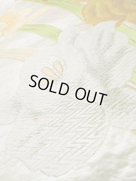 画像9: L1005J 袋帯 女性用着物 シルク（正絹）   銀色 あやめ 【中古】 【USED】 【リサイクル】 ★★★☆☆ (9)