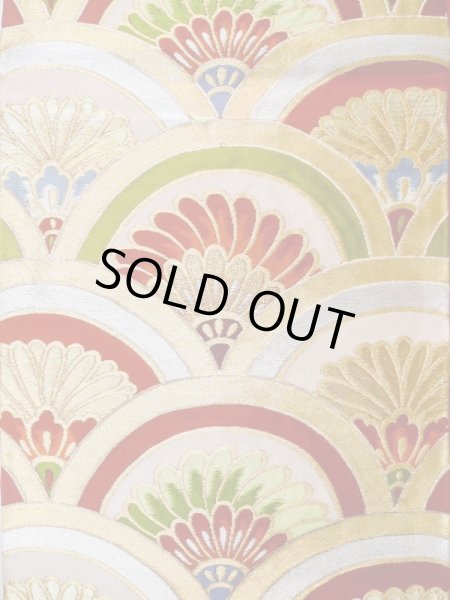 画像3: L1005M 袋帯 女性用着物 シルク(正絹)   赤色 青海波 【中古】 【USED】 【リサイクル】 ★★★★☆ (3)