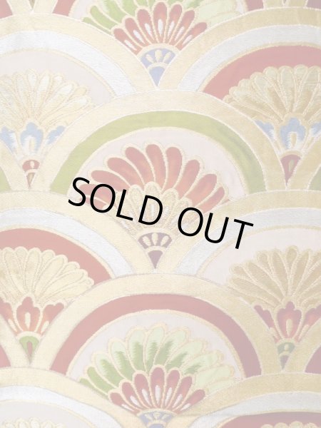 画像4: L1005M 袋帯 女性用着物 シルク(正絹)   赤色 青海波 【中古】 【USED】 【リサイクル】 ★★★★☆ (4)