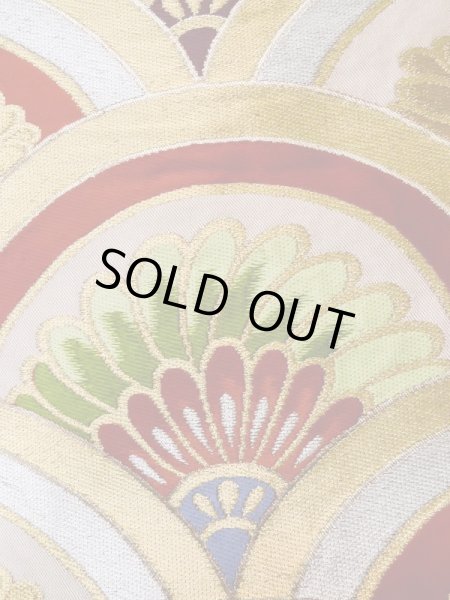 画像5: L1005M 袋帯 女性用着物 シルク(正絹)   赤色 青海波 【中古】 【USED】 【リサイクル】 ★★★★☆ (5)