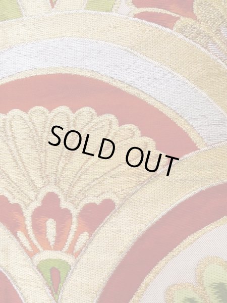 画像6: L1005M 袋帯 女性用着物 シルク(正絹)   赤色 青海波 【中古】 【USED】 【リサイクル】 ★★★★☆ (6)