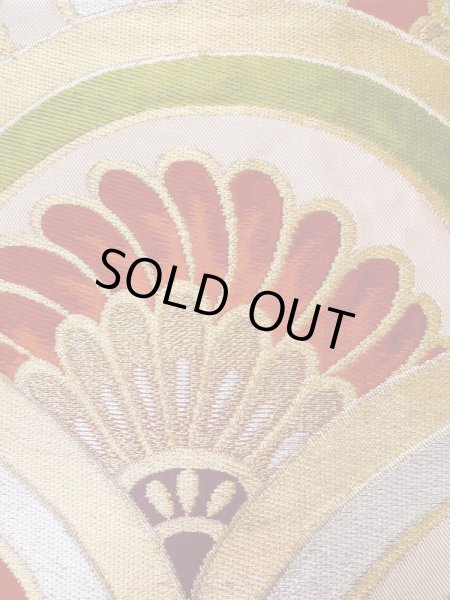 画像7: L1005M 袋帯 女性用着物 シルク(正絹)   赤色 青海波 【中古】 【USED】 【リサイクル】 ★★★★☆ (7)