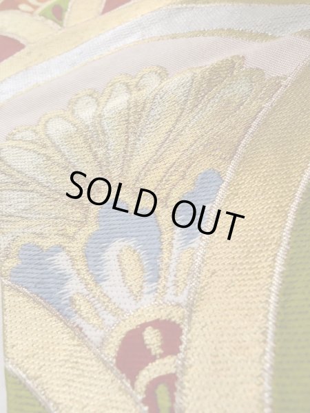 画像8: L1005M 袋帯 女性用着物 シルク(正絹)   赤色 青海波 【中古】 【USED】 【リサイクル】 ★★★★☆ (8)