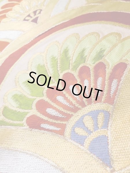 画像9: L1005M 袋帯 女性用着物 シルク(正絹)   赤色 青海波 【中古】 【USED】 【リサイクル】 ★★★★☆ (9)