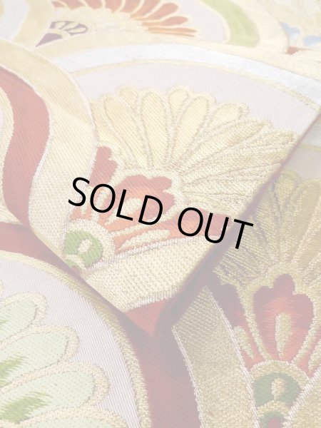 画像11: L1005M 袋帯 女性用着物 シルク(正絹)   赤色 青海波 【中古】 【USED】 【リサイクル】 ★★★★☆ (11)