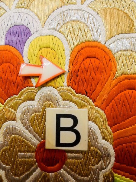 画像13: L1005R 袋帯 女性用着物 シルク(正絹)  深い 青 花 【中古】 【USED】 【リサイクル】 ★★★☆☆ (13)