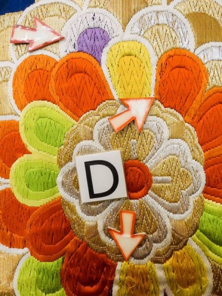 画像15: L1005R 袋帯 女性用着物 シルク(正絹)  深い 青 花 【中古】 【USED】 【リサイクル】 ★★★☆☆ (15)