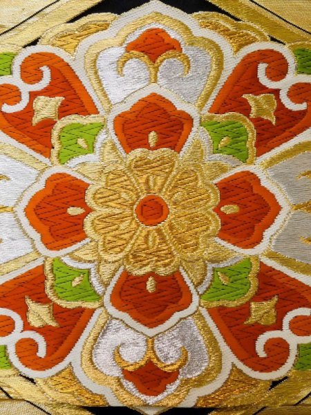 画像6: L1005V 袋帯 女性用着物 シルク(正絹)   黒 菊 【中古】 【USED】 【リサイクル】 ★★★★☆ (6)