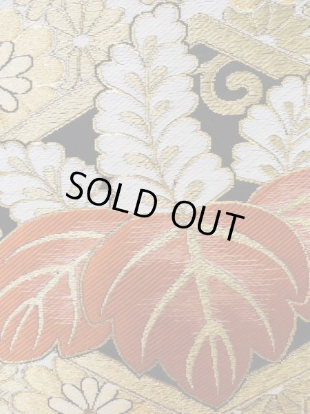 画像5: L1006A 袋帯 女性用着物 シルク（正絹）   黒 菊 【中古】 【USED】 【リサイクル】 ★★★★☆ (5)