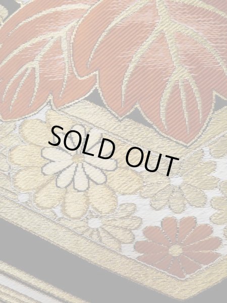 画像6: L1006A 袋帯 女性用着物 シルク（正絹）   黒 菊 【中古】 【USED】 【リサイクル】 ★★★★☆ (6)