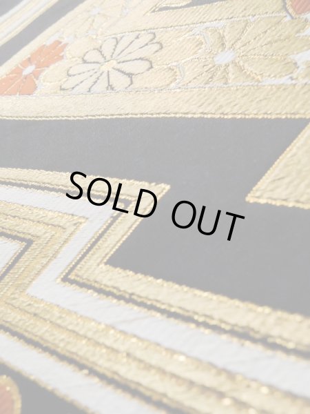 画像10: L1006A 袋帯 女性用着物 シルク（正絹）   黒 菊 【中古】 【USED】 【リサイクル】 ★★★★☆ (10)