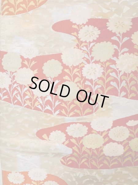 画像4: L1006C 袋帯 女性用着物 シルク（正絹）   金色 花 【中古】 【USED】 【リサイクル】 ★★☆☆☆ (4)