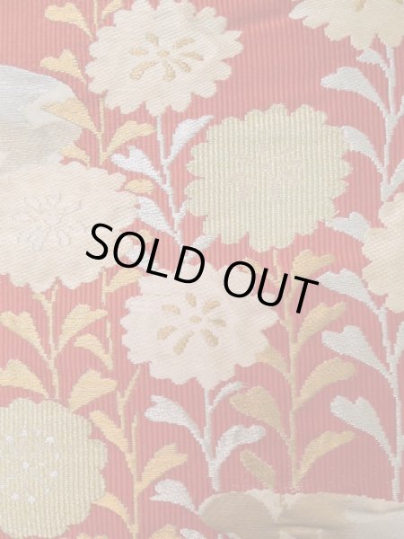 画像5: L1006C 袋帯 女性用着物 シルク（正絹）   金色 花 【中古】 【USED】 【リサイクル】 ★★☆☆☆ (5)