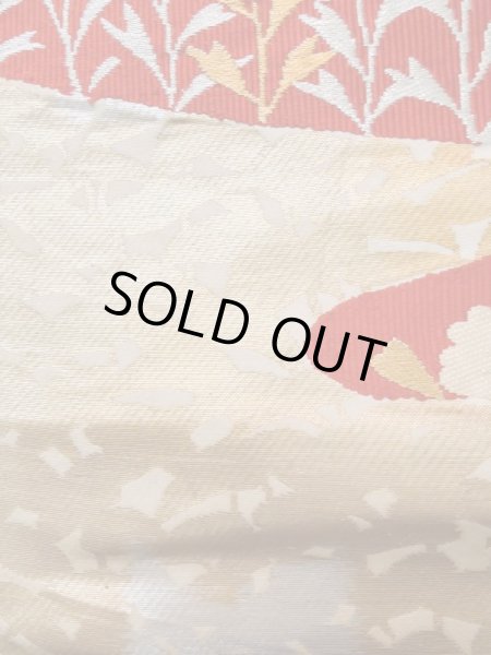 画像6: L1006C 袋帯 女性用着物 シルク（正絹）   金色 花 【中古】 【USED】 【リサイクル】 ★★☆☆☆ (6)