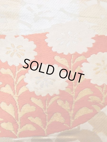 画像7: L1006C 袋帯 女性用着物 シルク（正絹）   金色 花 【中古】 【USED】 【リサイクル】 ★★☆☆☆ (7)