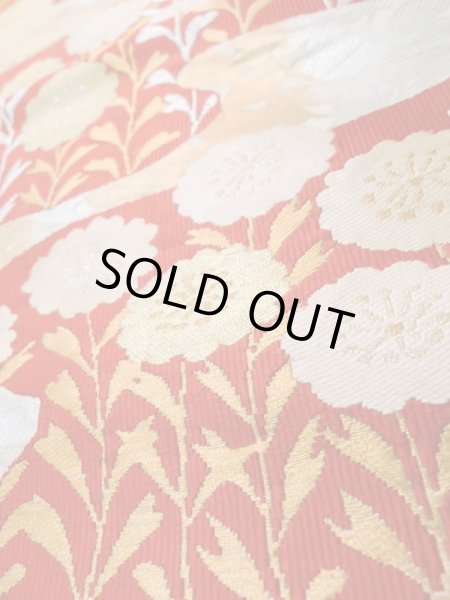 画像10: L1006C 袋帯 女性用着物 シルク（正絹）   金色 花 【中古】 【USED】 【リサイクル】 ★★☆☆☆ (10)