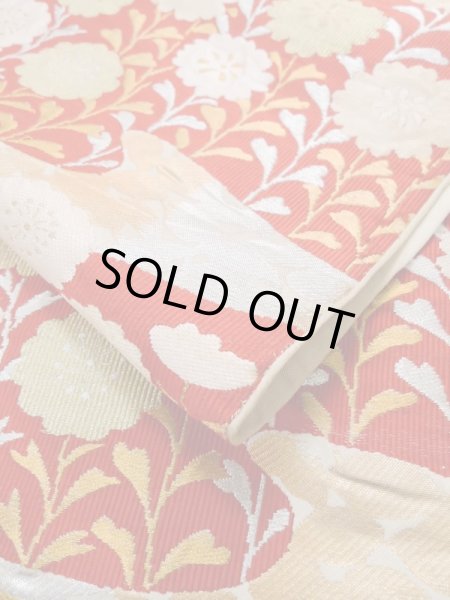 画像11: L1006C 袋帯 女性用着物 シルク（正絹）   金色 花 【中古】 【USED】 【リサイクル】 ★★☆☆☆ (11)