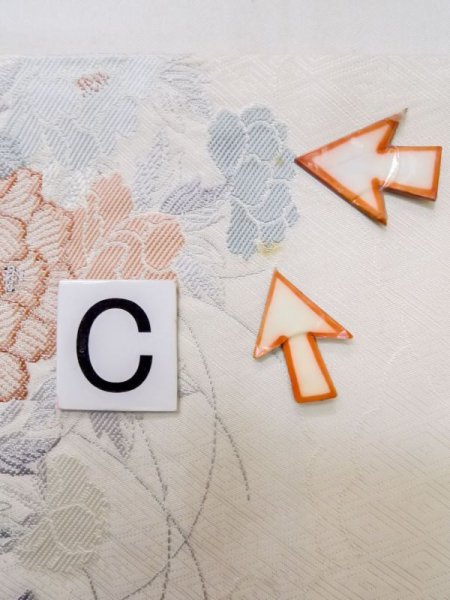 画像15: L1012G 袋帯 女性用着物 シルク(正絹)   オフ ホワイト ぼたん 【中古】 【USED】 【リサイクル】 ★★☆☆☆ (15)