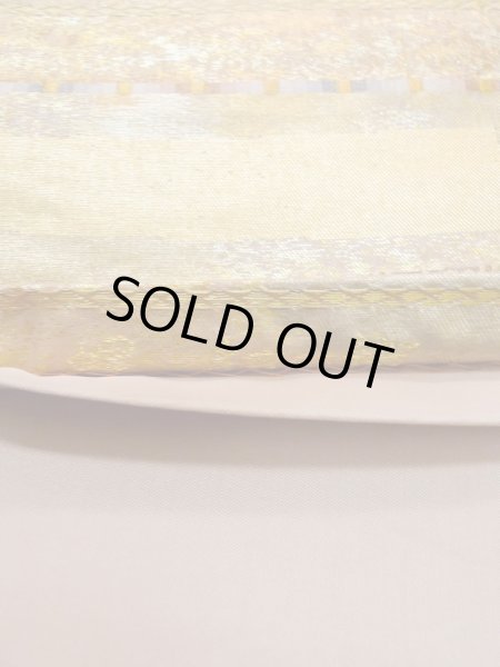 画像3: L1012H 袋帯 女性用着物 シルク(正絹) 光沢のある 淡い 茶色 菊 【中古】 【USED】 【リサイクル】 ★★★☆☆ (3)