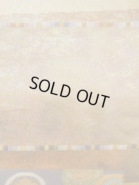 画像8: L1012H 袋帯 女性用着物 シルク(正絹) 光沢のある 淡い 茶色 菊 【中古】 【USED】 【リサイクル】 ★★★☆☆ (8)