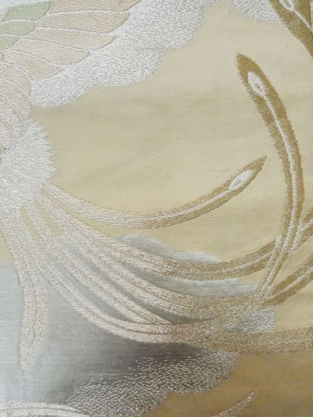 画像6: L1012I 袋帯 女性用着物 シルク(正絹)   オフ ホワイト 雲 【中古】 【USED】 【リサイクル】 ★★☆☆☆ (6)