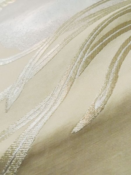 画像8: L1012I 袋帯 女性用着物 シルク(正絹)   オフ ホワイト 雲 【中古】 【USED】 【リサイクル】 ★★☆☆☆ (8)