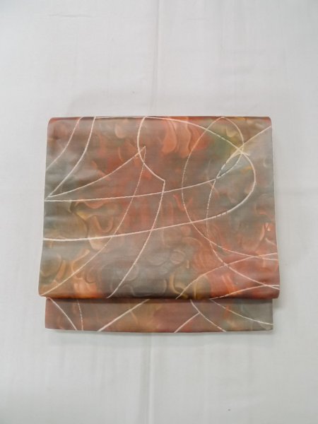 画像2: L1012O 袋帯 女性用着物 シルク(正絹)   マルチカラー 抽象的模様 【中古】 【USED】 【リサイクル】 ★★★☆☆ (2)