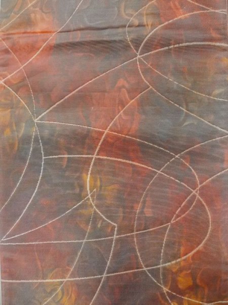 画像3: L1012O 袋帯 女性用着物 シルク(正絹)   マルチカラー 抽象的模様 【中古】 【USED】 【リサイクル】 ★★★☆☆ (3)