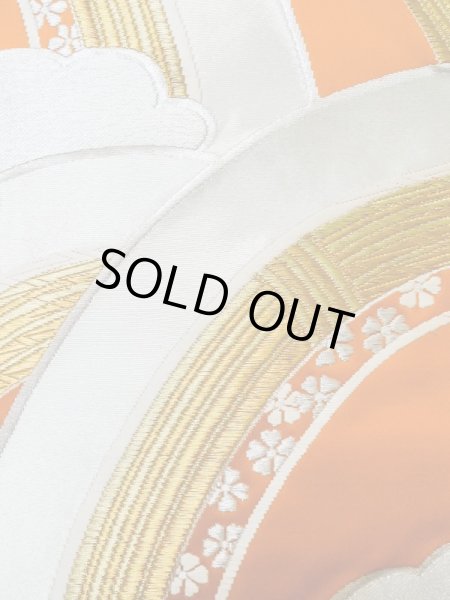 画像4: L1012R 袋帯 女性用着物 シルク(正絹)   橙色 花 【中古】 【USED】 【リサイクル】 ★★★★☆ (4)