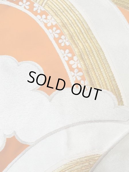 画像5: L1012R 袋帯 女性用着物 シルク(正絹)   橙色 花 【中古】 【USED】 【リサイクル】 ★★★★☆ (5)